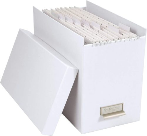Hängeregisterbox mit Deckel aus Karton, weiß mit 10 Hängemappen