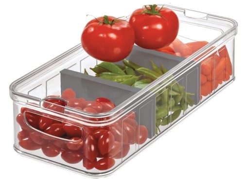 iDesign Kühlschrankbox (37,6 cm x 16,1 cm x 9,6 cm), großer Aufbewahrungsbehälter aus BPA-freiem Kunststoff, Aufbewahrungssystem für Küche oder Kühlschrank, durchsichtig und grau