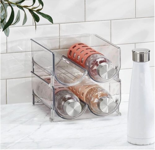 mDesign Flaschenhalter für Kühlschrank - stapelbarer Weinständer für 2 Flaschen - Getränkeaufbewahrung in Kühlschrank & Küchenschrank - durchsichtig