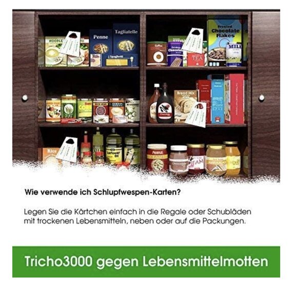 Der Motten-Shop, 3 Karten à 3 Lieferungen, Schlupfwespen gegen Lebensmittelmotten, biologische & nachhaltige Mottenbekämpfung,