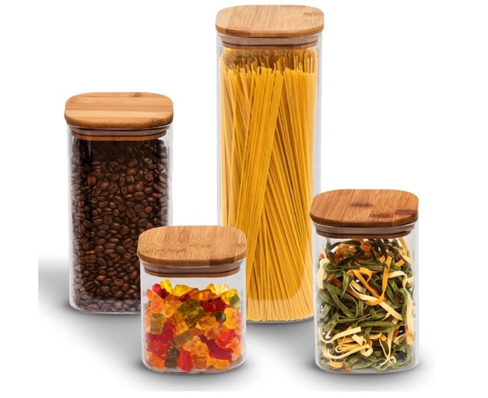 Vorratsgläser I Vorratsdosen mit Deckel, eckig, 4er Set (0.8l, 1.1l, 1.6l, 2.4l)