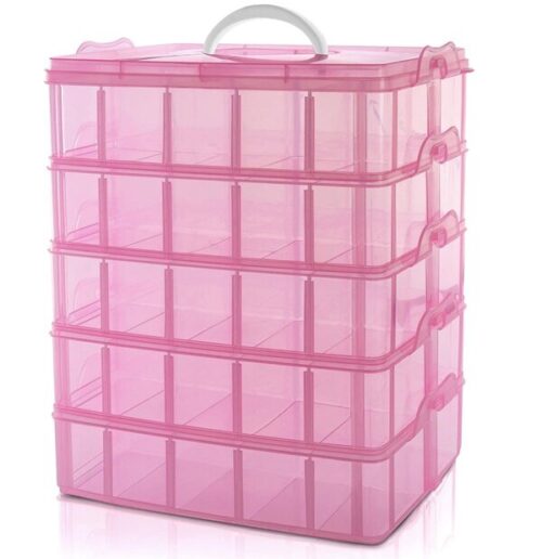 BELLE VOUS 5 Ebenen Sortierbox für Kleinteile 50 verstellbare Trenner