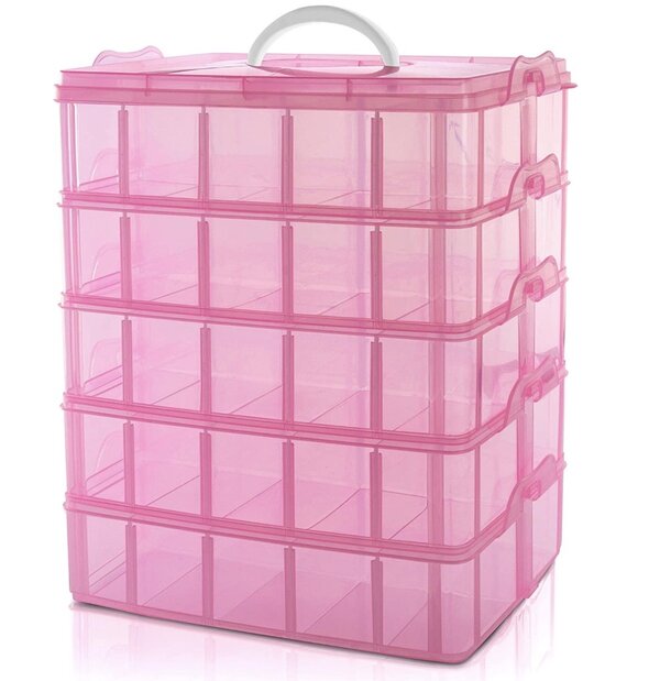 BELLE VOUS 5 Ebenen Sortierbox für Kleinteile 50 verstellbare Trenner